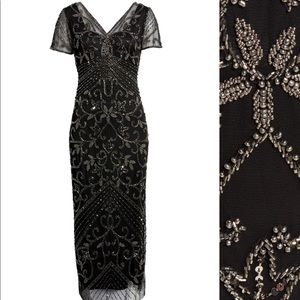 PISARRO NIGHTS Beaded Mesh Gown